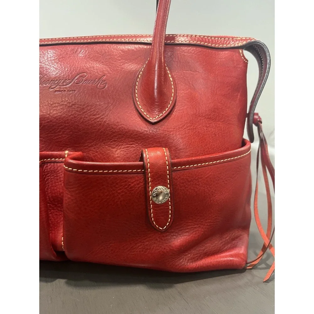 Dooney & Bourke Red Leather Satchel Purse Handbag Florentine Vacchetta Rare